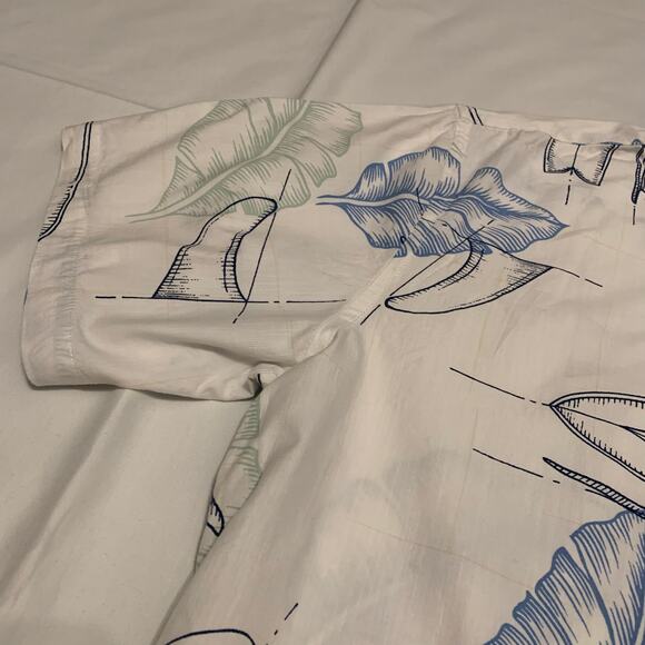 Waterman Quicksilver Short Sleeves Button Down shirt Nautical Ocean Surf XL - Picture 6 of 12